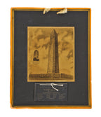 original antique c.late 1920's framed plaque comprised of an architectural rendering of the foshay building in minneapolis and an accompanying business card