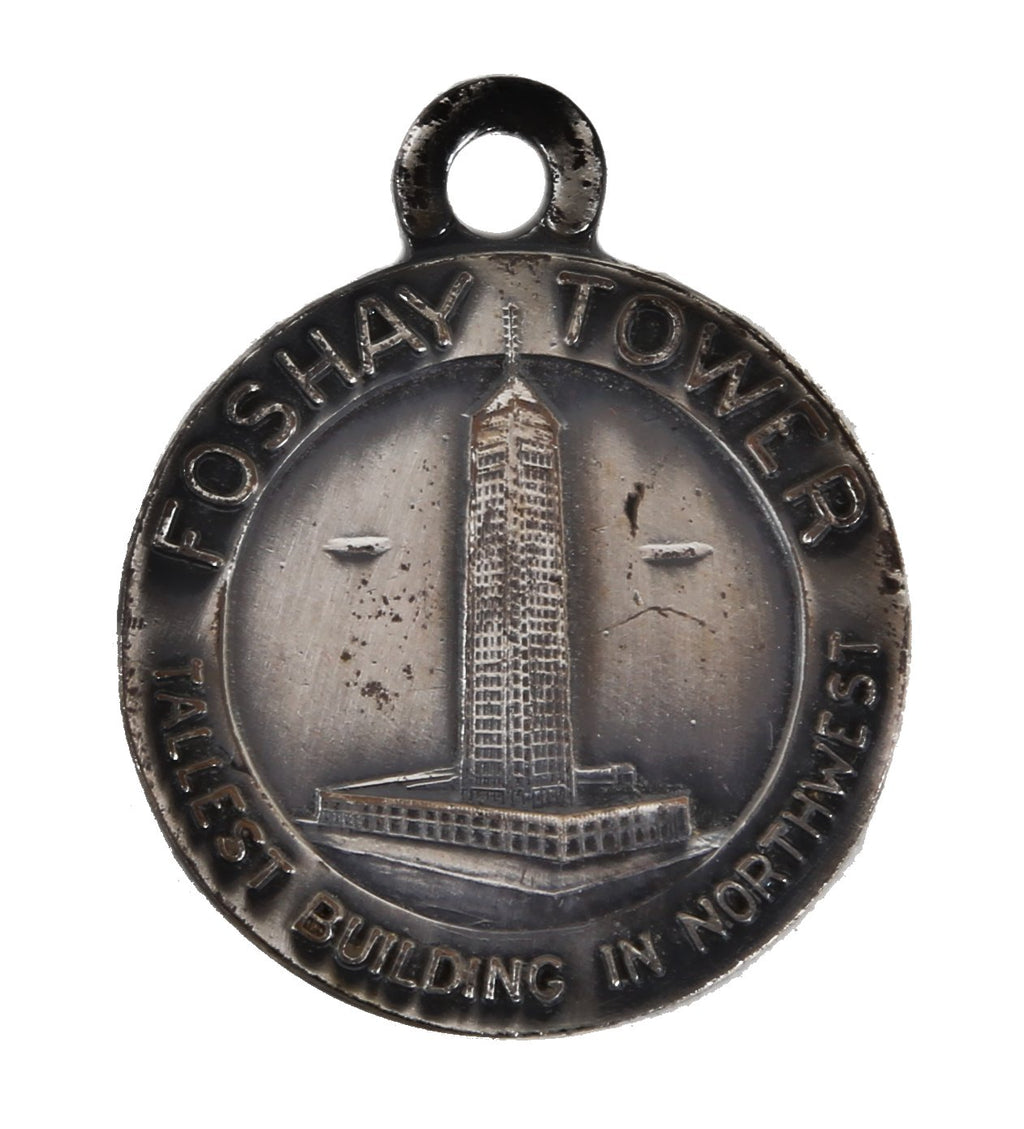 original antique depression era cast iron medal commemorating the foshay building as landmark in minneapolis, mn.