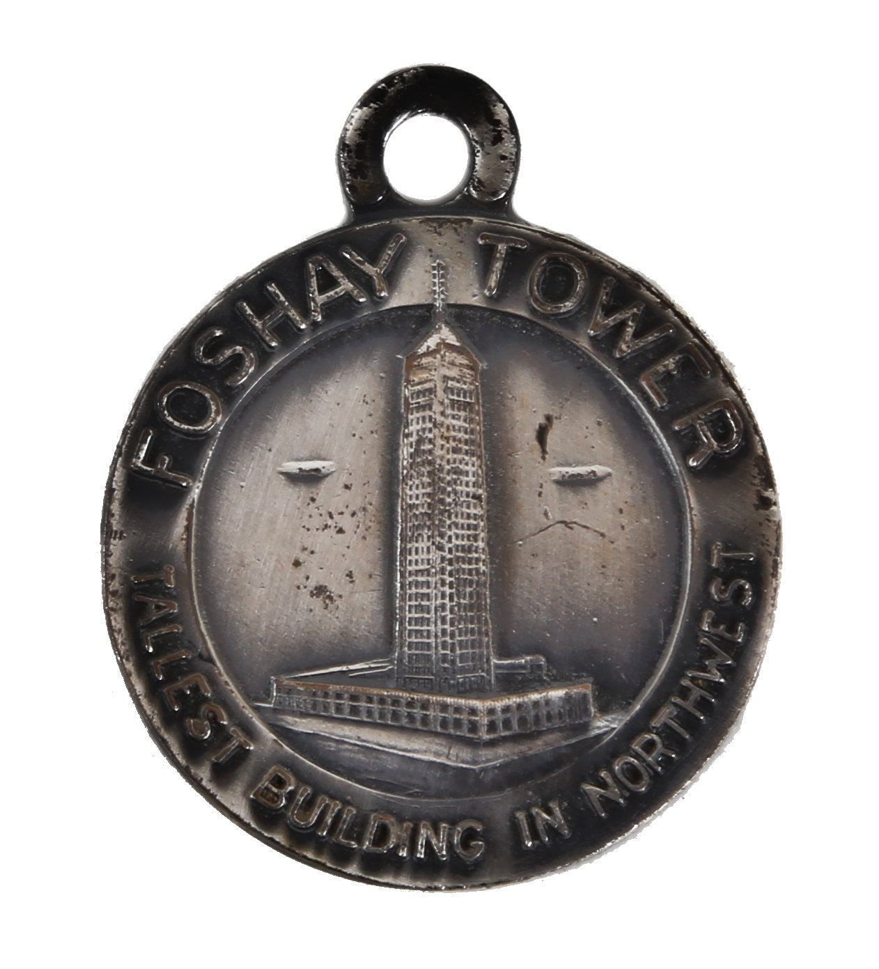 original antique depression era cast iron medal commemorating the foshay building as landmark in minneapolis, mn.