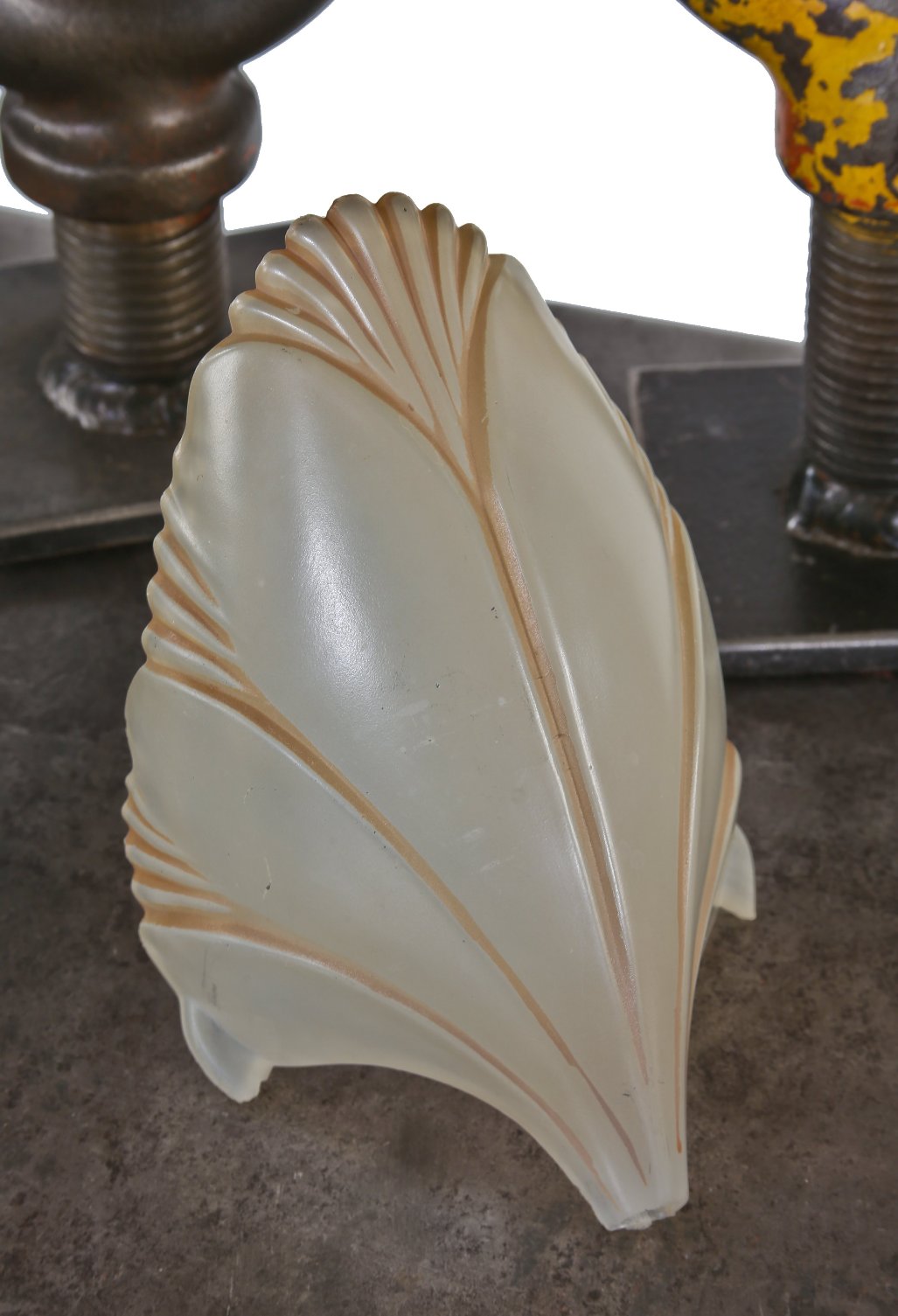 original highly desirable c. 1930's american depression era art deco "batwing" ceiling fixture and/or wall sconce replacement shade with intact baked enameled finish