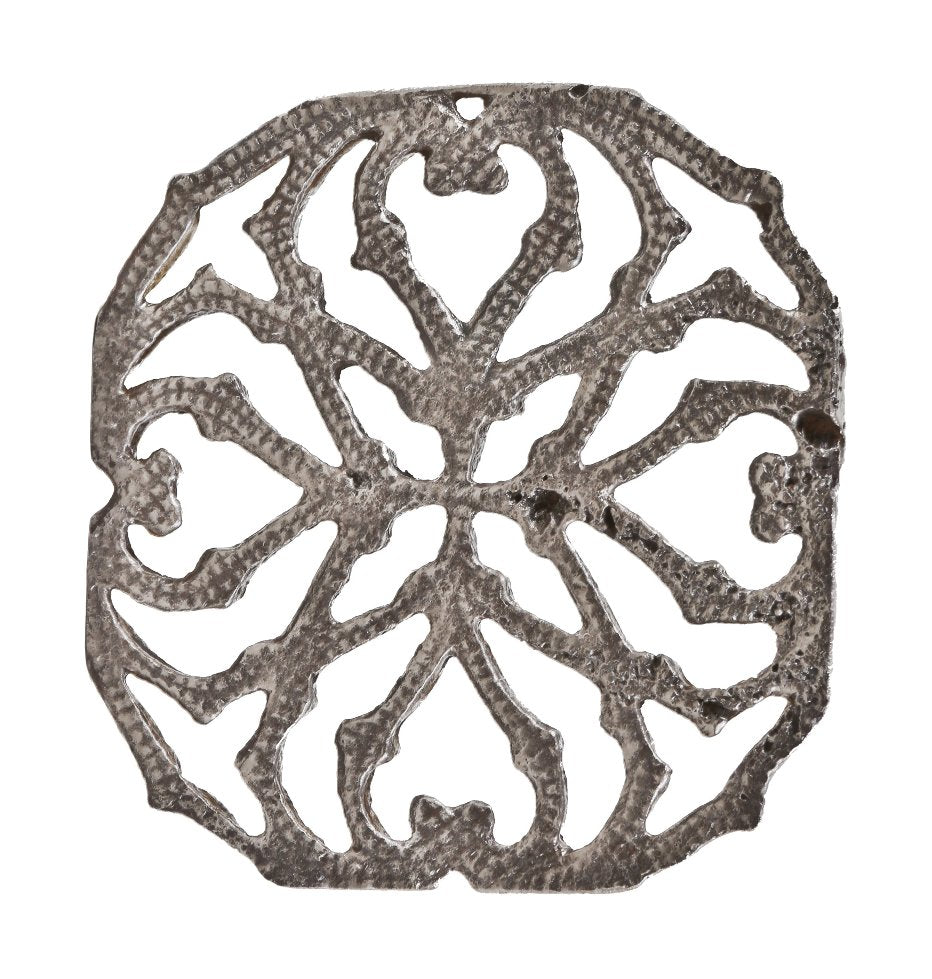 visually striking museum-quality original c. 1892 ornamental wrought iron m.a. meyer loft building fire escape platform panel fragment with brushed metal finish