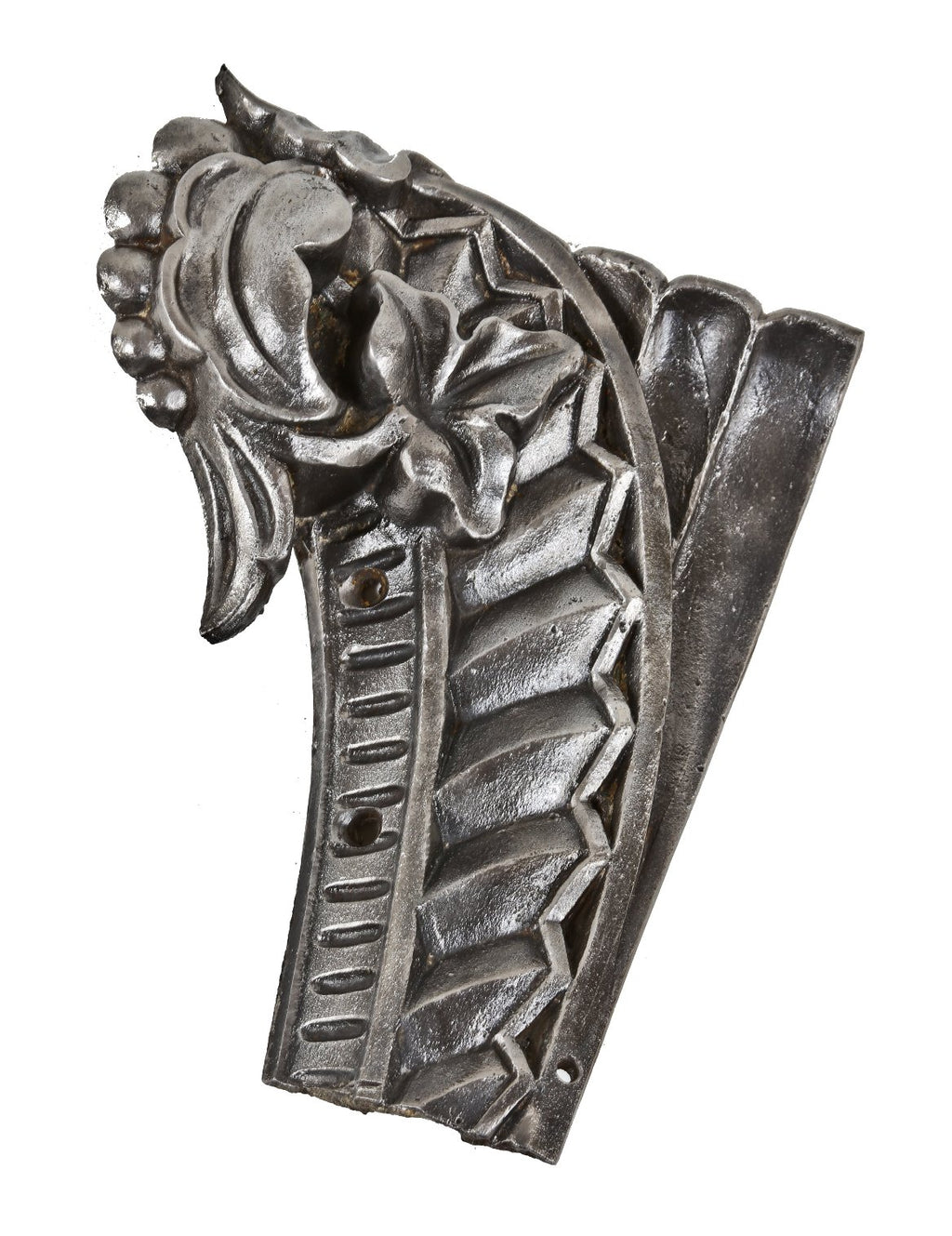 original single pre-fire chicago heavily ornamented c. 1860's refinished cast iron interior support column capital fragment with intricate leafage