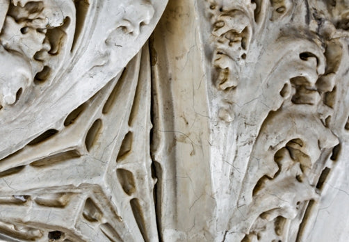 exceptionally rare and historically important early 20th century completely intact michael reese hospital lobby cast plaster "gardenesque" pilaster capital with abundant leafage