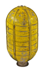 original c. 1940's american industrial yellow painted reinforced aluminum warplane tail gunner "non-shatterable" low pressure oxygen breathing cylinder or tank