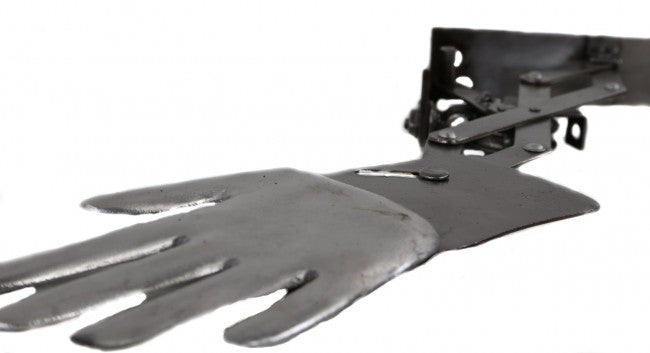 incredibly unique c. 1920's original antique american industrial retractable 'miller" automobile or truck manual hand signal with scissor arm and pulley