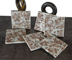 group of six matching late 19th century antique american victorian era variegated and mottled majolica glazed residential fireplace surround tiles