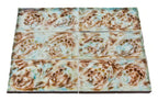 all original and matching late 19th or early 20th century antique american embossed interior residential majolica glazed mottled finish fireplace surround tiles
