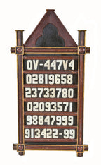 exceptional late 19th century american gothic style folk art rural church wall-mount varnished pine wood church directory with sliding wood block numbers