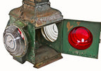 early 20th century all original antique american industrial "adlake" non-sweating railroad caboose tail or possibly cupola signal lantern with drop handle