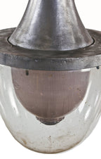 all original c. 1930's american antique industrial exterior "symmetric" holophane prism glass bowl refractor exterior street lamp with intact protective clear glass dome