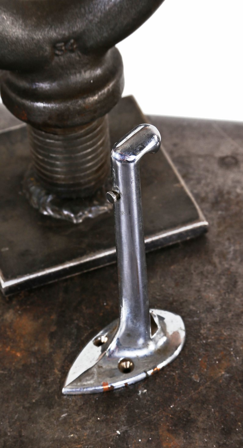 single c. 1930's american depression era oversized chrome-plated cast brass metal interior residential lavatory or bathroom coat or garment hook