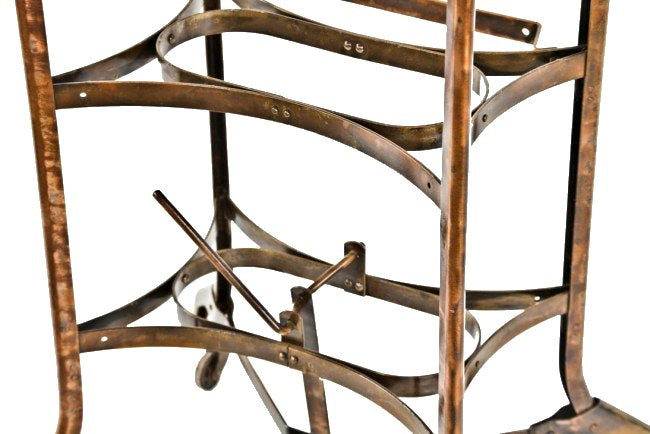 early 20th century fully functional repurposed antique american industrial "uhl art steel" copper-plated pressed and folded steel mobile and/or stationary side table
