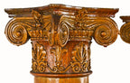matching set of late 19th or early 20th century antique american victorian era freestanding interior residential varnished oak wood room divider columns with matching capitals