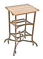 early 20th century fully functional repurposed antique american industrial "uhl art steel" copper-plated pressed and folded steel mobile and/or stationary side table