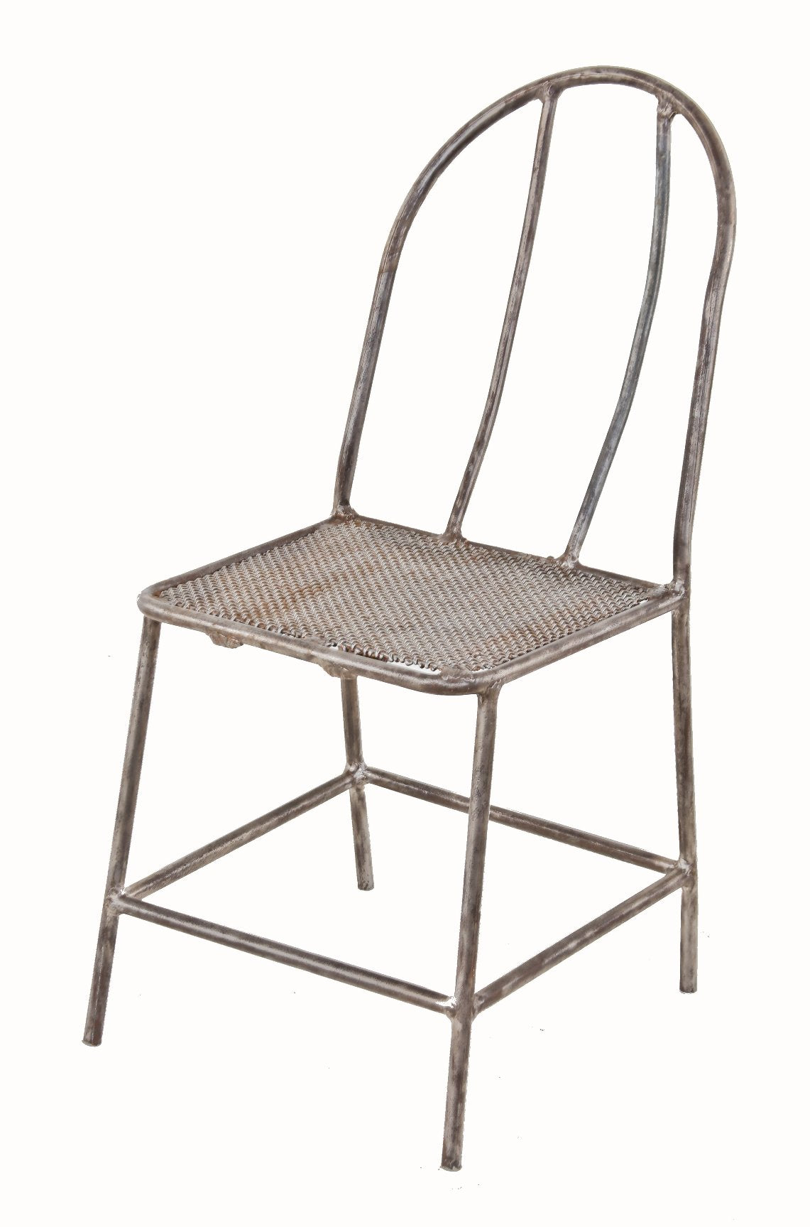 unusual c. 1930's depression-era american custom-built industrial "folk art" refinished heavy gauge steel stationary four-legged factory machine shop chair