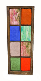 single original and intact antique american painted pine wood paned gethsemane missionary baptist church stained glass casement window