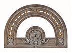 oversized early 1930's american depression-era ornamental cast iron city-bank farmers trust building interior elevator lobby arch top floor indicator plaque