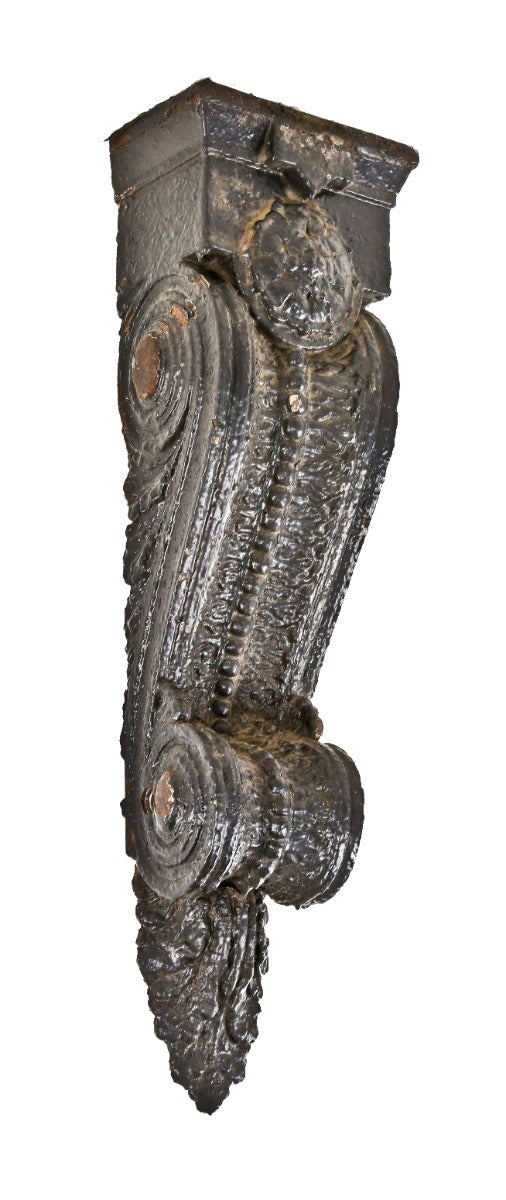 original 1904 oversized neoclassical style exterior northwestern railroad commercial office building ornamental corbel or bracket with original unrestored black paint finish