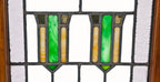 intact and all original c. 1920's antique american interior residential prairie style chicago bungalow leaded art glass window with gold leaf flash glass and intact pine wood sash frame