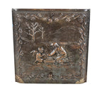 original c. 1880's antique american victorian era ornamental copper-plated cast iron figural interior residential fireplace summer cover