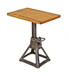 original vintage american industrial adjustable height brushed metal reinforced rack and pinion jack display stand with fully functional lever