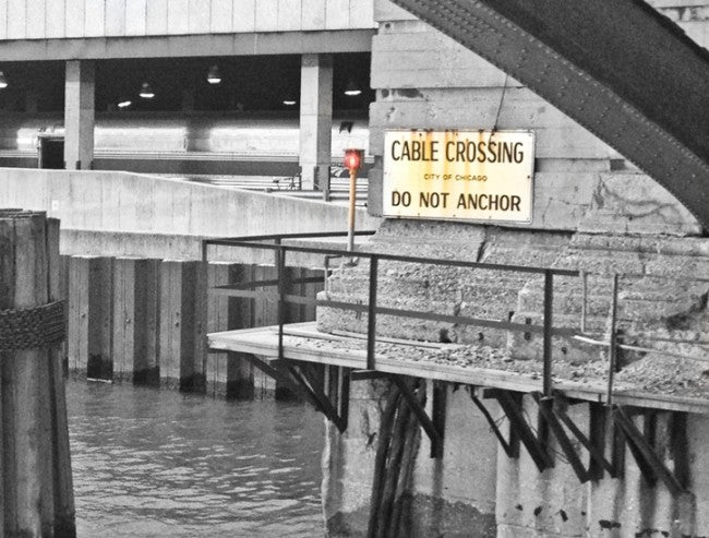 refinished original c. 1930's american antique industrial cast bronze crouse-hinds bridge warning light fixture or lamp with ruby red glass fresnel lens intact