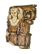 massive original c. 1920's museum-quality granada theater interior lobby polychromatic cast plaster column capital fragment with winged cherub