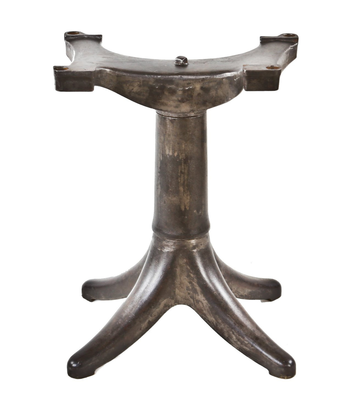 exceptionally unique all original antique american industrial refinished cast iron four-legged gas pump distributor machine base with detachable top section