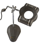all original and completely intact c. 1940's american industrial streamlined style "magni-ray" weighted workbench illuminated magnifier with in-line switch