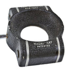 all original and completely intact c. 1940's american industrial streamlined style "magni-ray" weighted workbench illuminated magnifier with in-line switch