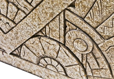 original american depression-era single-sided speckle-glazed nortown theater terra cotta art deco chevron motif frieze panel with rear cavities removed