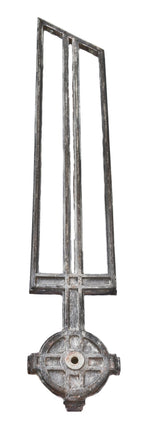 c. early 20th century ornamental cast iron prairie school style michael reese hospital interior angled staircase baluster with brushed metal finish