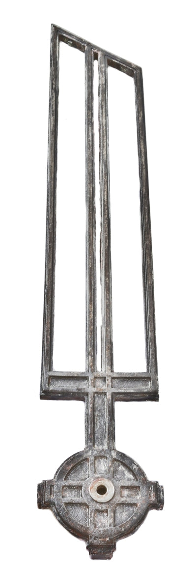 c. early 20th century ornamental cast iron prairie school style michael reese hospital interior angled staircase baluster with brushed metal finish