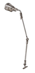 fully functional refinished c. 1940's american industrial triple-jointed heavy gauge tubular steel factory machinist task lamp with "slim helmet" shade