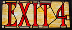 unusually large all original and completely intact c. 1922 hinged and framed norva theater or movie palace interior auditorium "exit 4" leaded stained glass panel