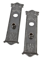 two matching original historically important early 1890's interior ornamental cast iron union trust building commercial door louis h. sullivan-designed backplates or escutcheons