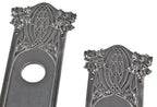 two matching original historically important early 1890's interior ornamental cast iron union trust building commercial door louis h. sullivan-designed backplates or escutcheons