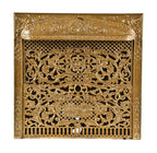 late 19th century all original and intact metallic gold enameled interior residential hooded fireplace gas insert or grille with detachable summer cover