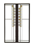 matching set of original museum quality frank lloyd wright-designed c. 1908 avery coonley living room leaded art glass door panes or insets removed in or around 1911