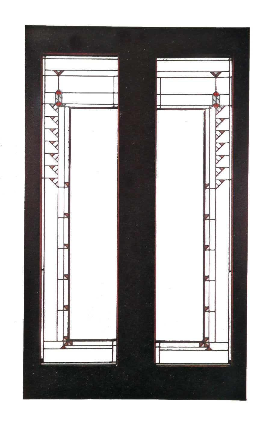 two historically important early 20th century frank lloyd wright-designed francis w. little house art glass interior doors with copper-plated zinc caming