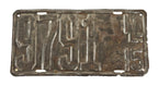 original c. 1915 american antique industrial single-sided stamped steel automobile or commercial truck license plate with a brushed metal finish