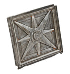early 1920's double-sided ornamental cast iron double-sided historic division street sidewalk railing baluster panel with geometric 8-pointed compass rose motif