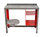 refinished all-welded joint american vintage industrial baltimore prison cell inmate's brushed steel desk with built-in compartments and heavy duty swing-out seat
