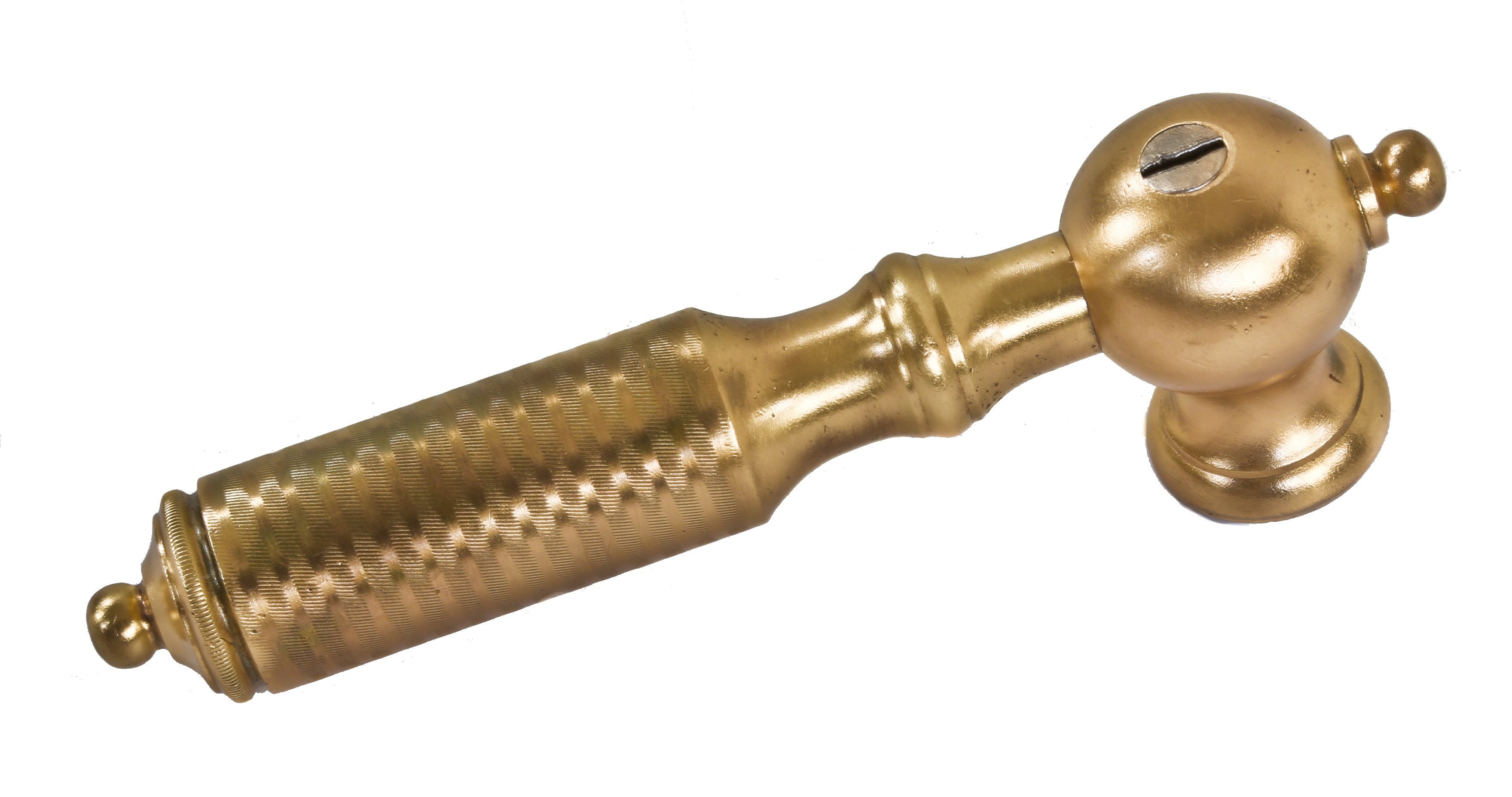 finely executed original antique american industrial oversized cast bronze pre-fire chicago bank building vault door handle with a knurled and banded hand grip