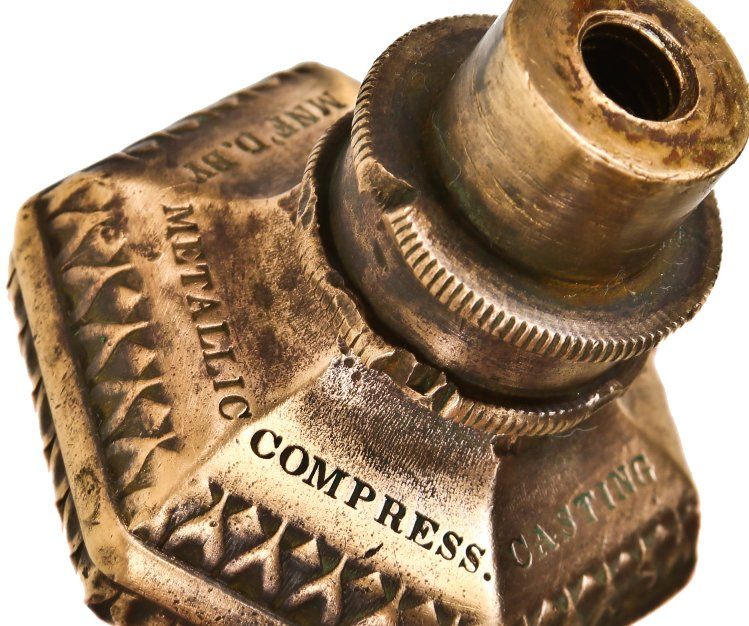 one of two matching original 1870s patented "metallic compression" charles kunze-designed victorian doorknob