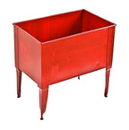 low-lying original and compact lightweight cold-rolled red painted all-metal freestanding factory machine shop four-legged storage bin