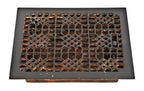 c. 1895-1903 original antique american ornamental cast iron "indian lattice" pattern interior residential black painted louvered heat register