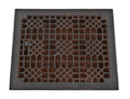 original and intact antique american antique victorian era "indian lattice" pattern chicago graystone interior residential louvered furnace register