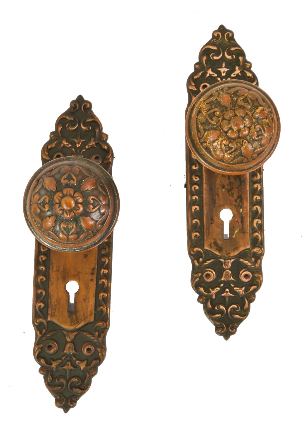 c. 1900-05 original antique american interior residential "mura" pattern interior residential chicago apartment building door hardware