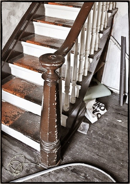 historically-important c. 1855 salvaged chicago john kent russell house solid cherry staircase newel post with original top